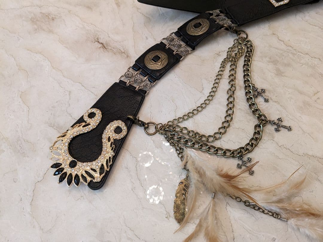 d.i.a クラウンバックルフェザーベルト y2k 新品未使用 ブラック