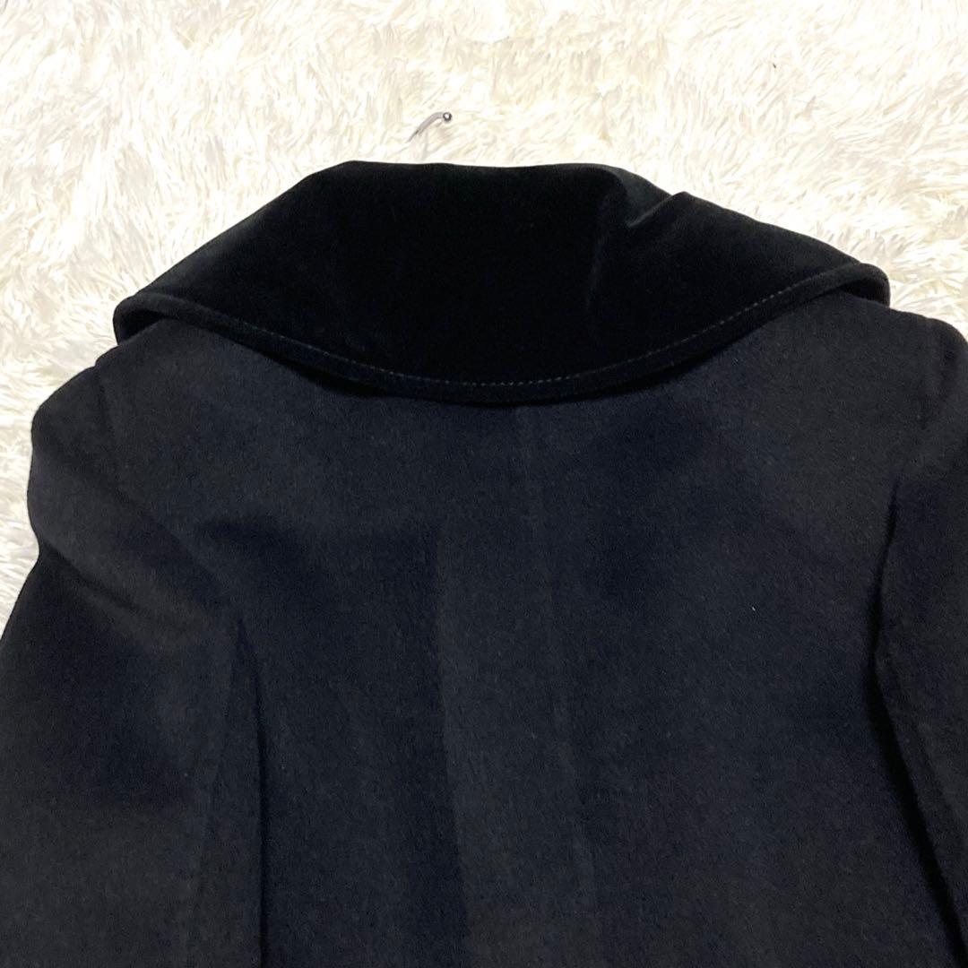 極美品✨VALENTINO カシゴラ 超ロングコート ベルト XL 襟ベロア 黒