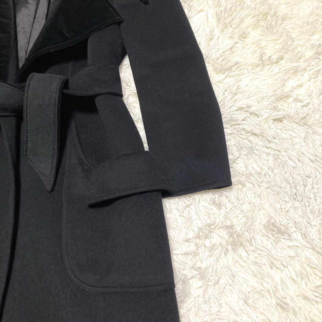 極美品✨VALENTINO カシゴラ 超ロングコート ベルト XL 襟ベロア 黒