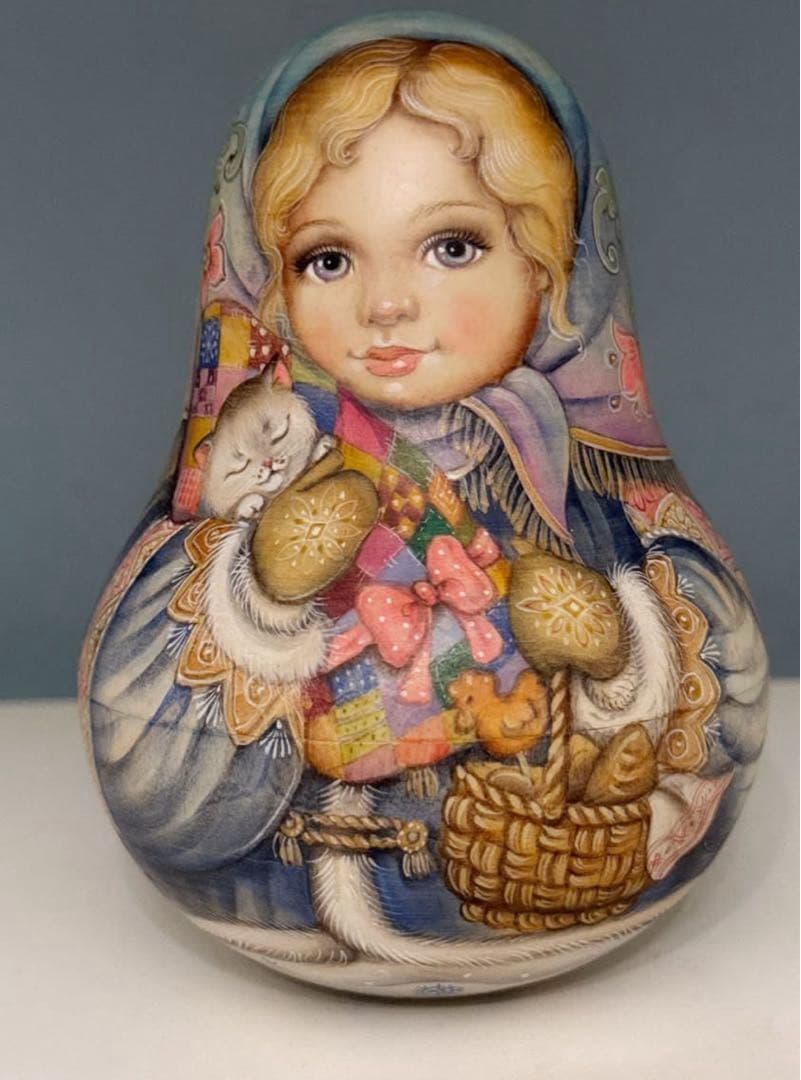 新春セール♪【28％OFF】ロシア☆お起き上がりこぼし♪『冬景色』マトリョーシカ