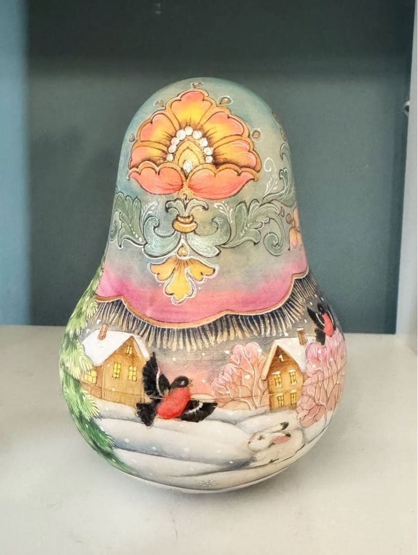 新春セール♪【28％OFF】ロシア☆お起き上がりこぼし♪『冬景色』マトリョーシカ
