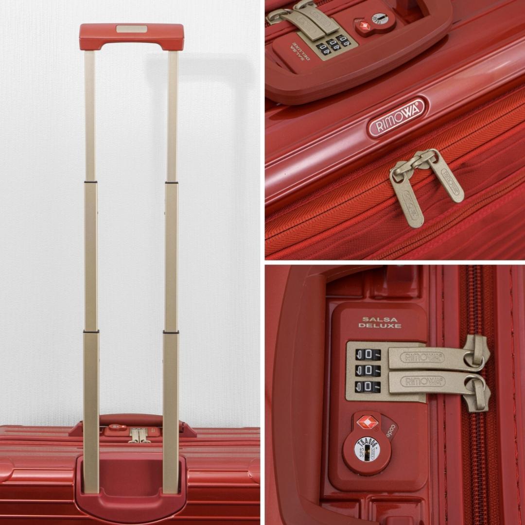 美品 リモワ サルサデラックス 32L 前面スリーブ付き 4輪 TSAロック 赤