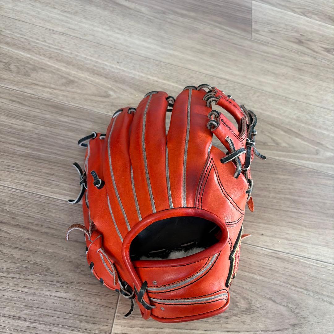 ま*9様 オレンジ色 赤色 硬式グローブ 高品質レザー 最 安値