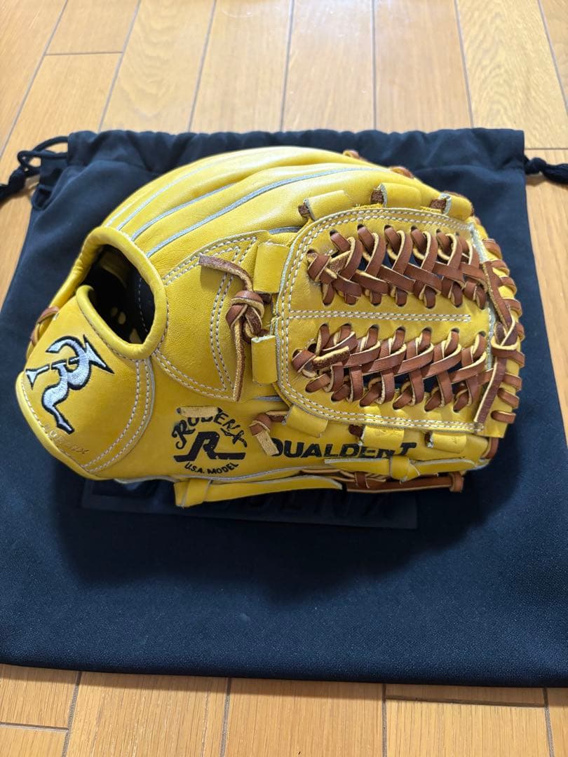 ロベンクス　イエロー レザー 軟式オーダーグローブ 内野用　収納袋付き