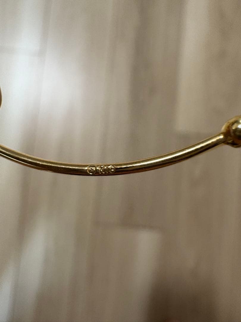 MIKIMOTO ゴールドバングル アコヤ真珠２つ付き　K18