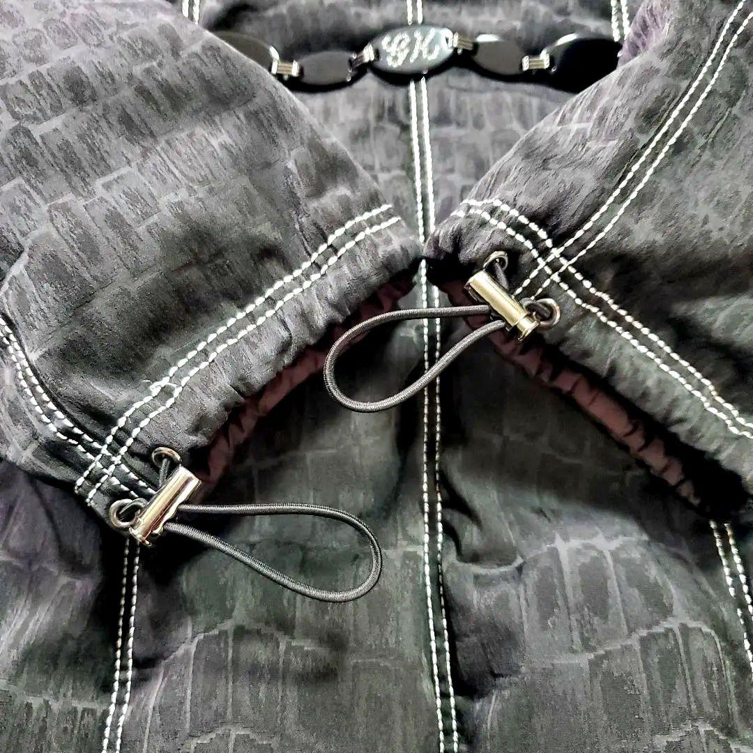 ​美品 伊太利屋 GK ダウンコート クロコ型押し ラメ 異素材 ブラック 9号