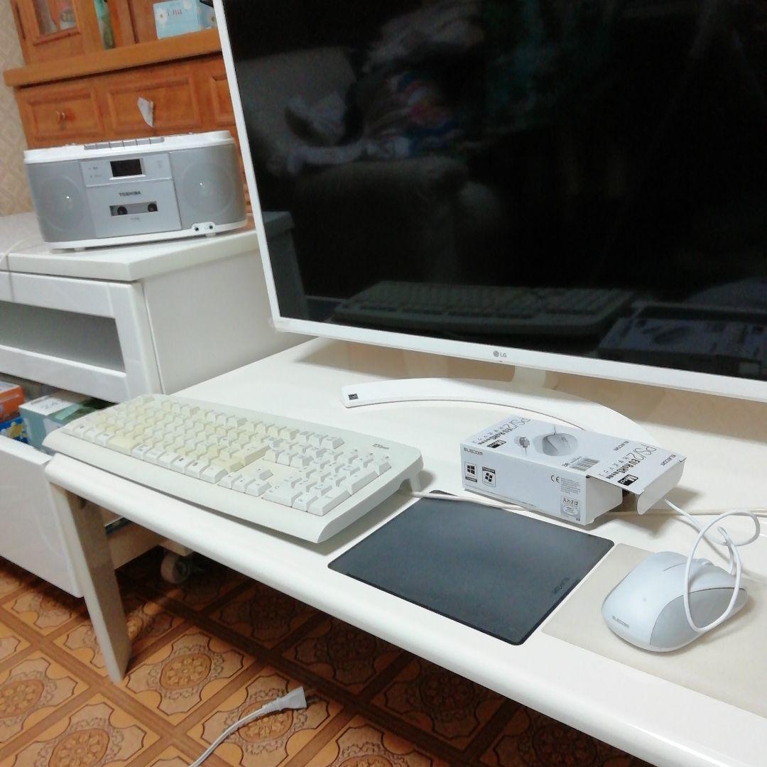 ホワイト テーブル 折りたたみ式 パソコン モニター