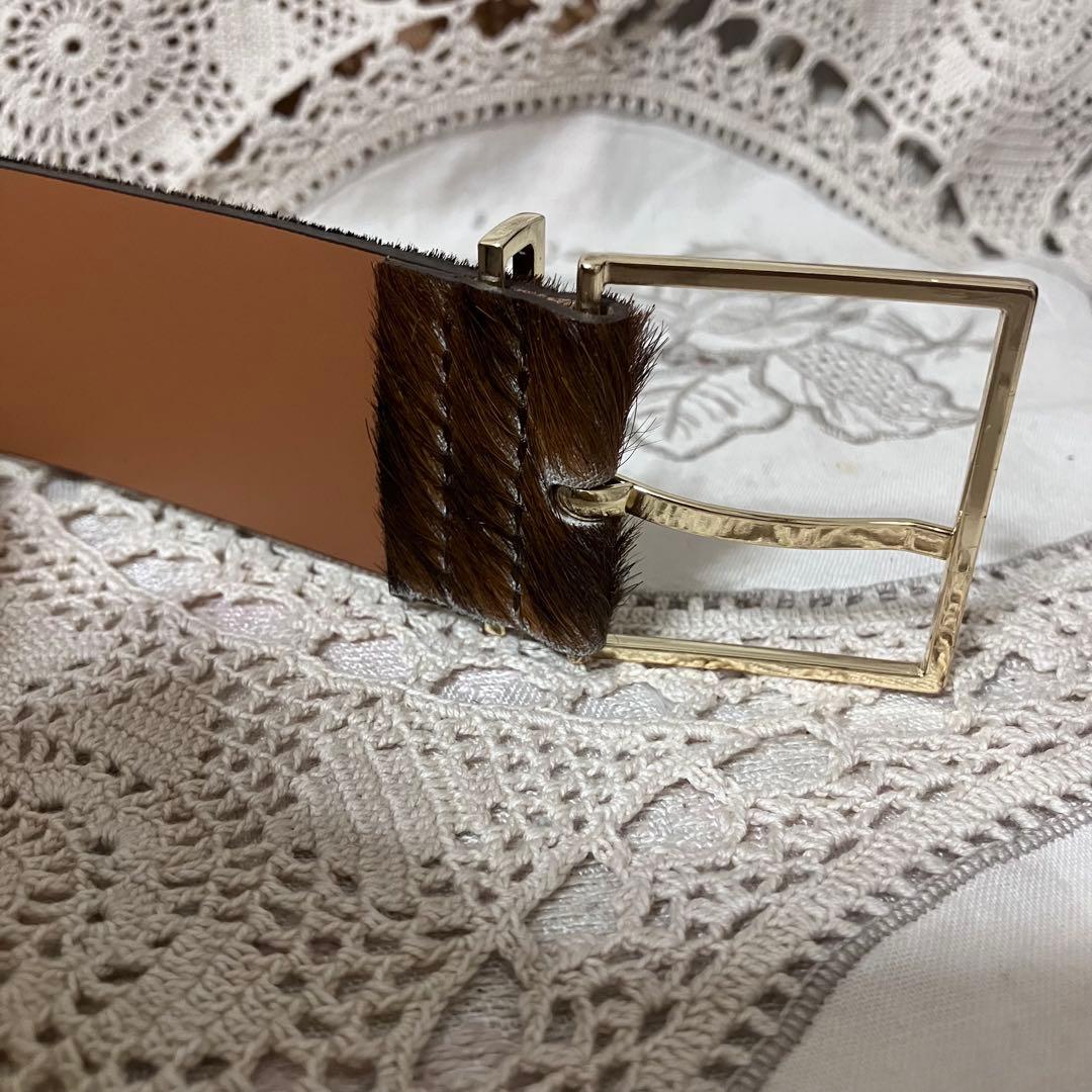 美品　MAISON BOINET ハラコレザー ベルト 80/32