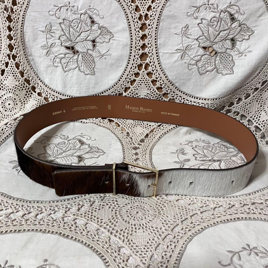 美品　MAISON BOINET ハラコレザー ベルト 80/32