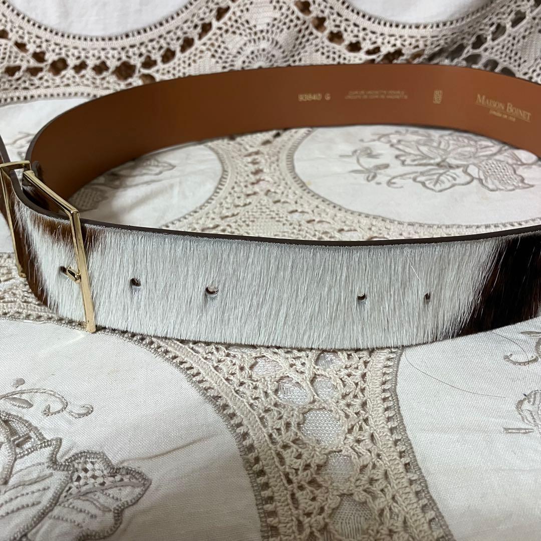 美品　MAISON BOINET ハラコレザー ベルト 80/32