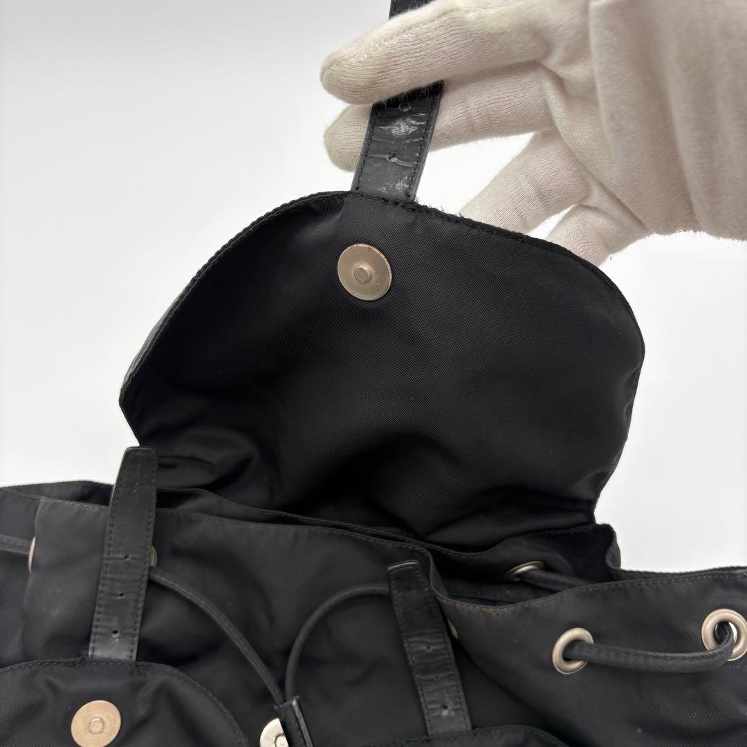 美品　PRADA プラダ リュック バックパック 三角ロゴ 巾着 ナイロン 黒