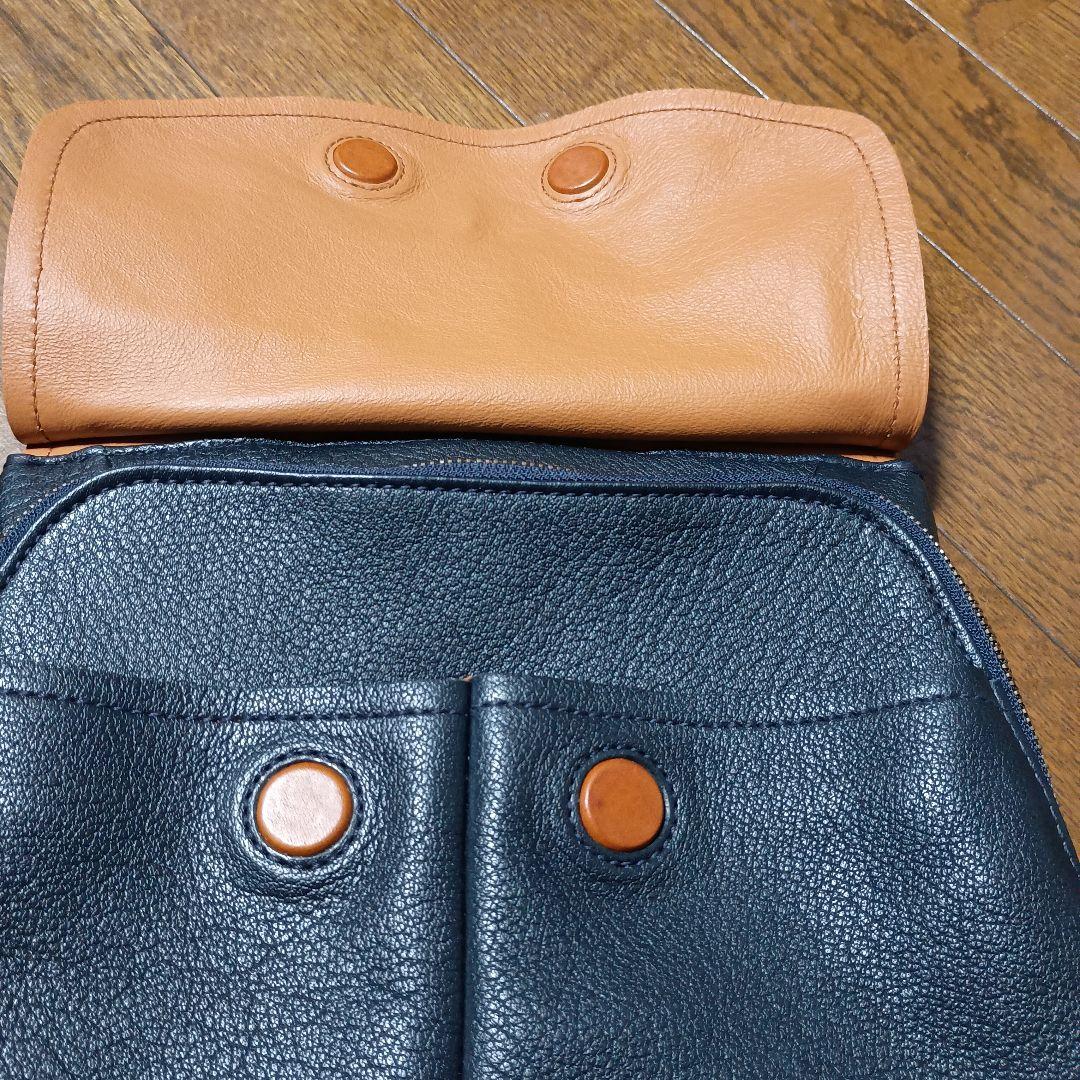 【タイムセール】gentlen ネイビーレザー リュック