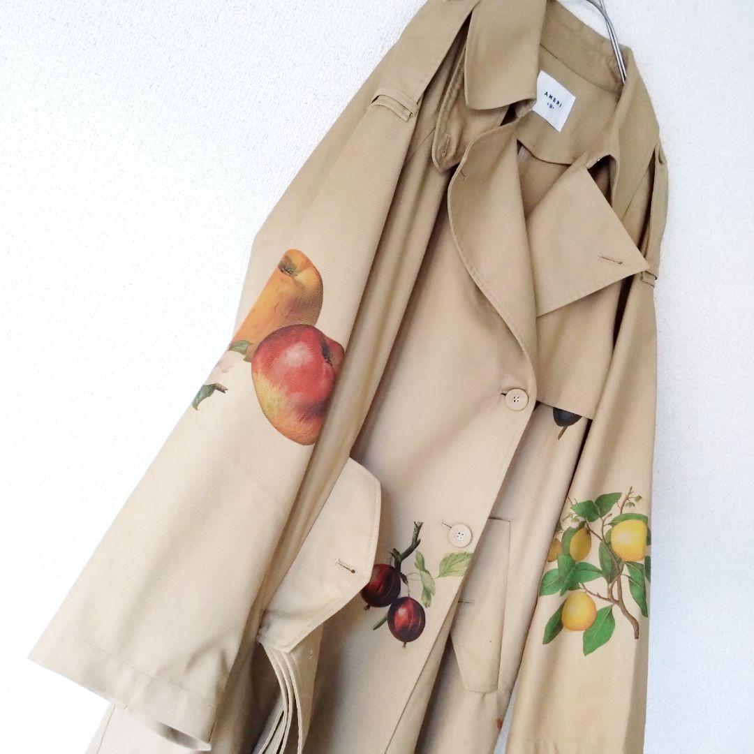ameri vintage ボタニカルフルーツ柄トレンチコート アメリ Мサイズ