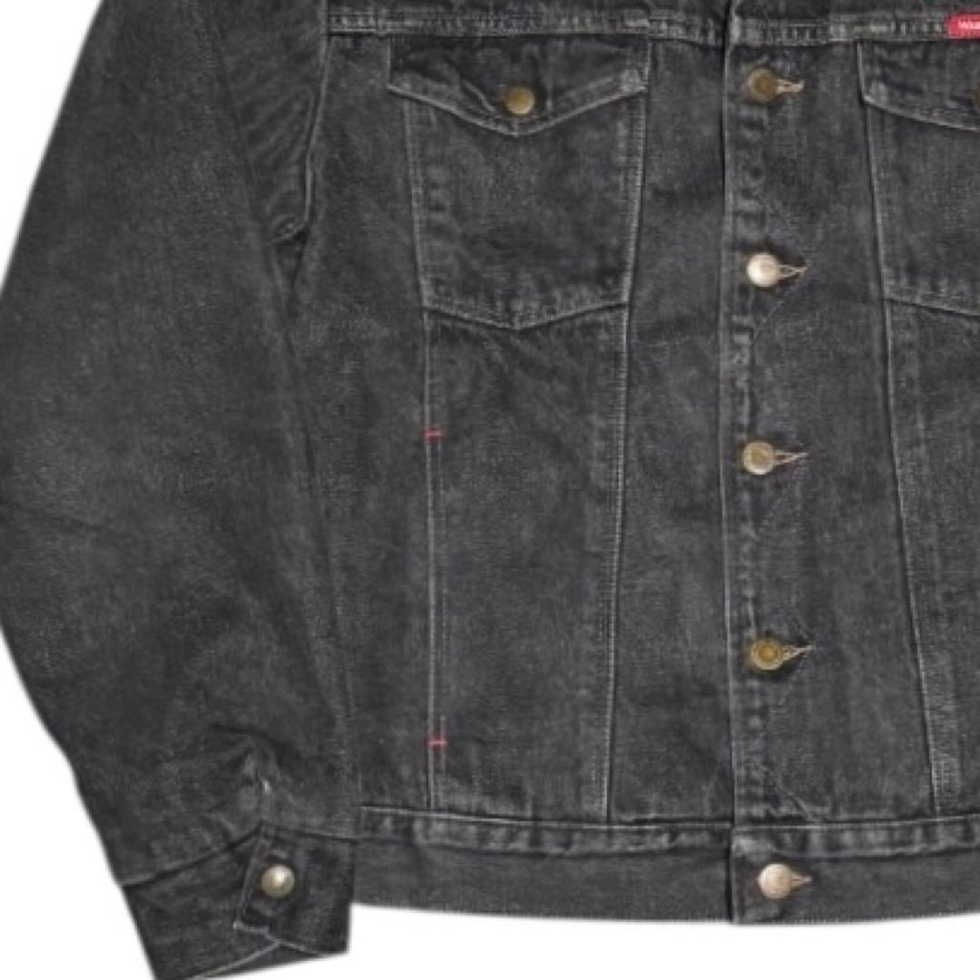 Wrangler 先染め ブラックデニム トラッカージャケット 裏地ネル M 黒