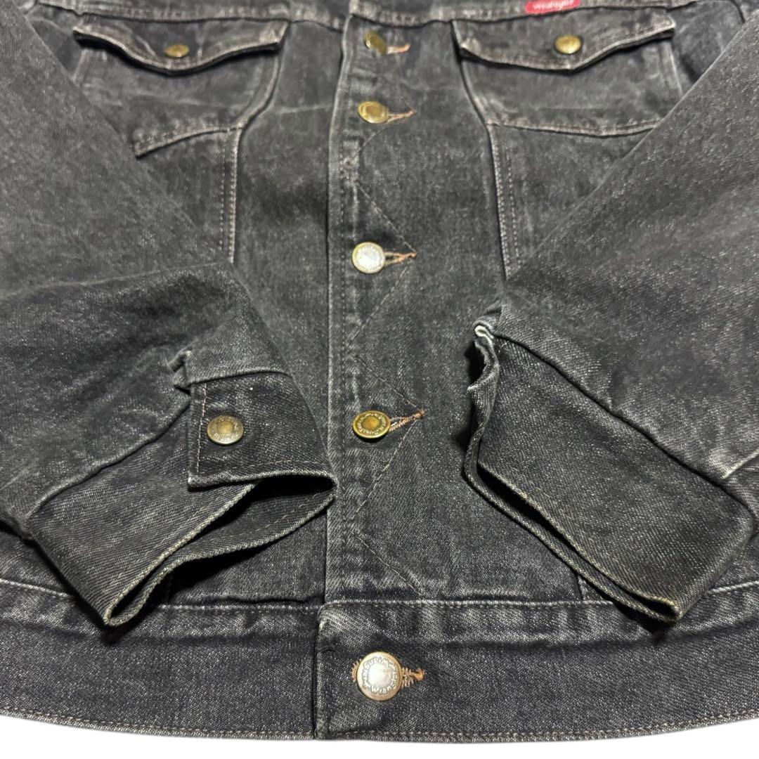 Wrangler 先染め ブラックデニム トラッカージャケット 裏地ネル M 黒