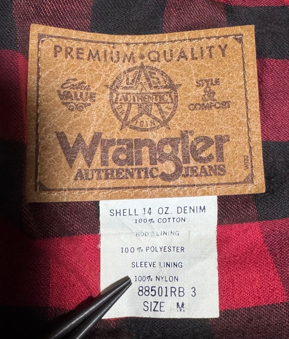 Wrangler 先染め ブラックデニム トラッカージャケット 裏地ネル M 黒