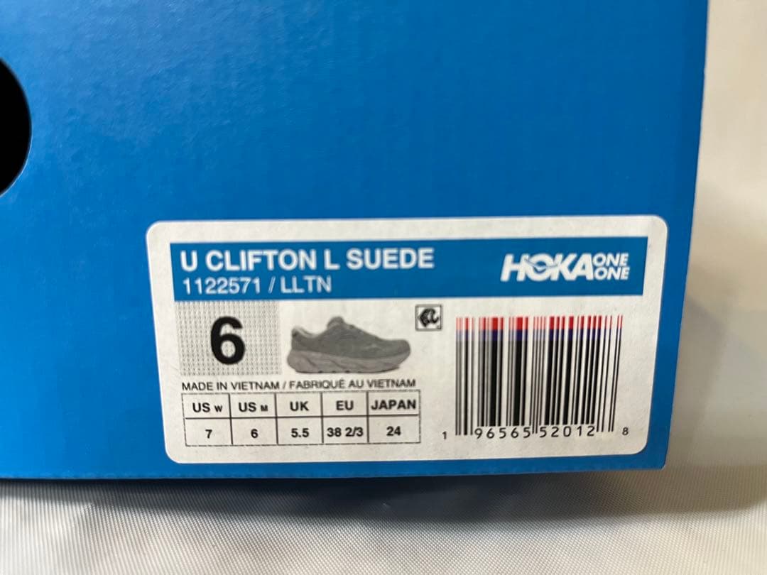 ホカ　クリフトンＬスエード　ライムストーン　グレー　24 cm