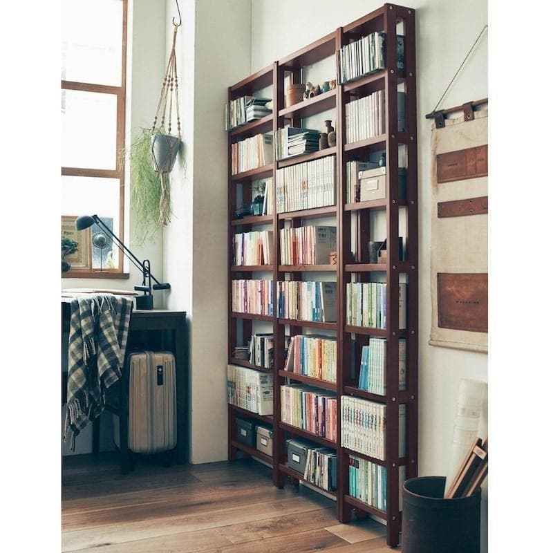 ベルメゾン 突っ張らずに取り付けられる薄型ラック 本棚 幅50 ダークブラウン