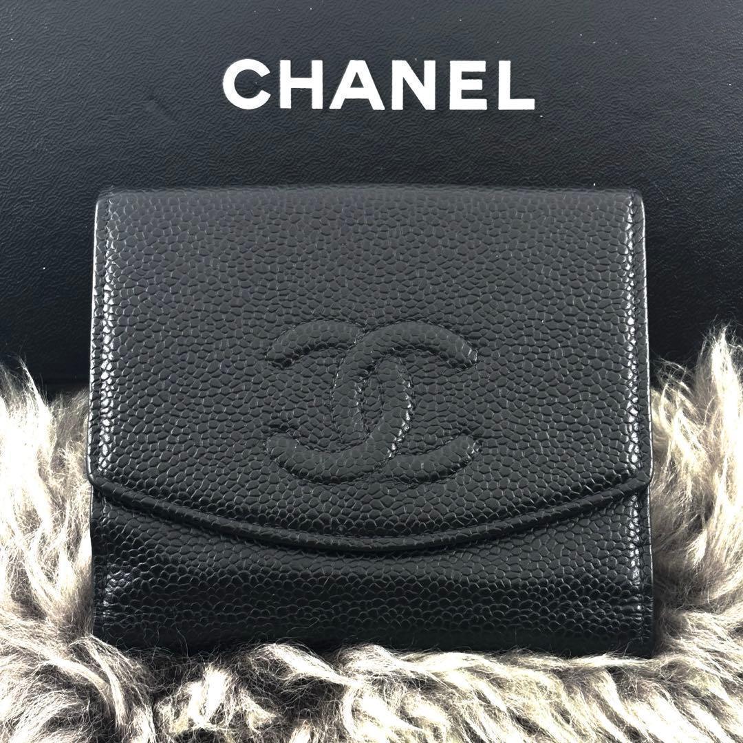 美品✨】シャネル ココステッチ キャビア Wホック 二つ折 財布 - メルカリ