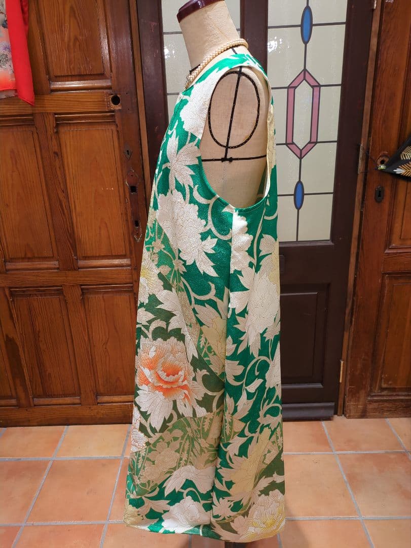 着物リメイクノースリーブワンピース＆羽織