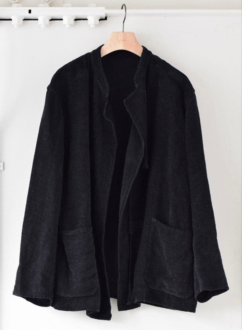 comoli 20ss リネンモール スタンドカラー ジャケット ネイビー 2