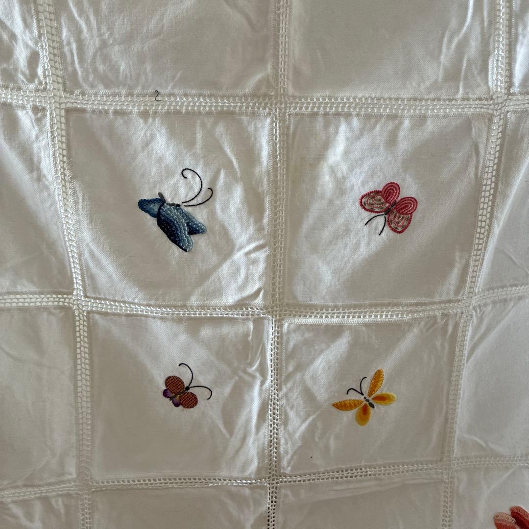 フランスアンティーク 刺繍ちょうちょレース