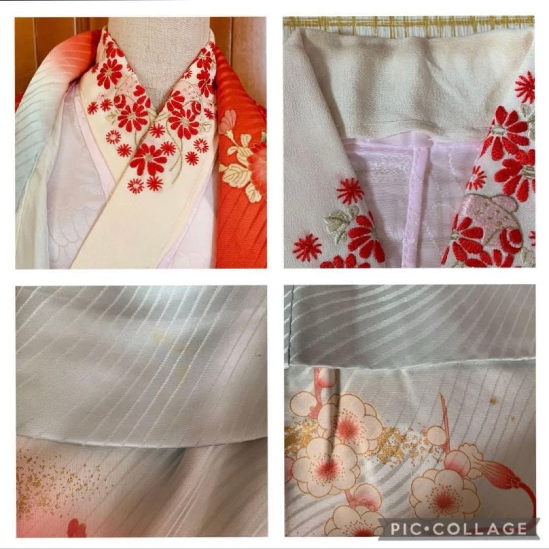 七五三　五歳から七歳の女の子のお支度　正絹の振り袖コーディネート　牡丹梅菊鴛鴦