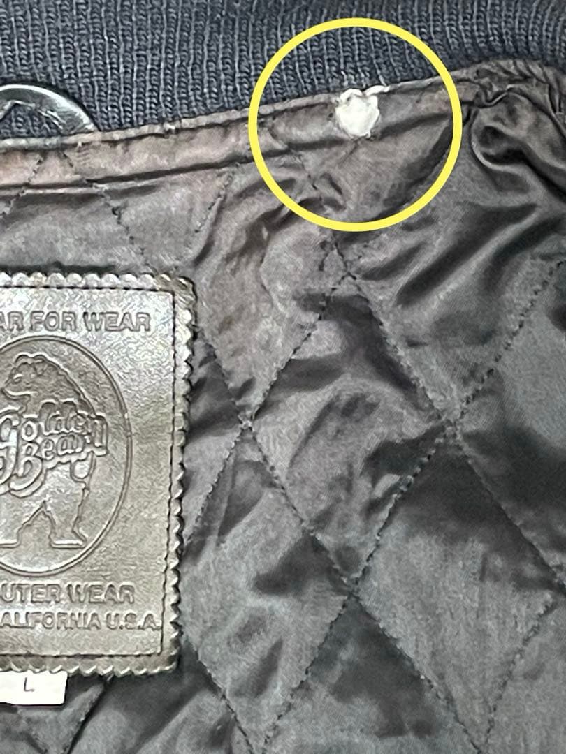 90s USA製 Golden Bear スタジャン L 黒 レザー