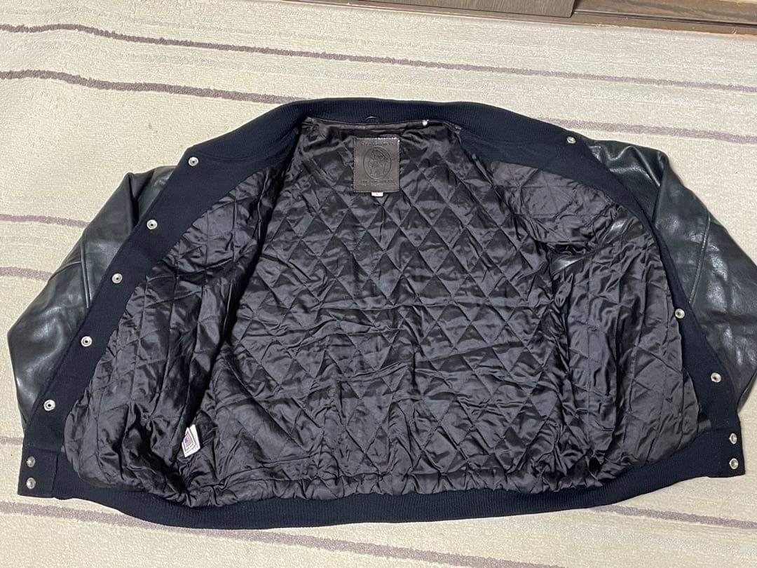 90s USA製 Golden Bear スタジャン L 黒 レザー