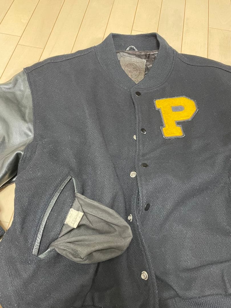 90s USA製 Golden Bear スタジャン L 黒 レザー