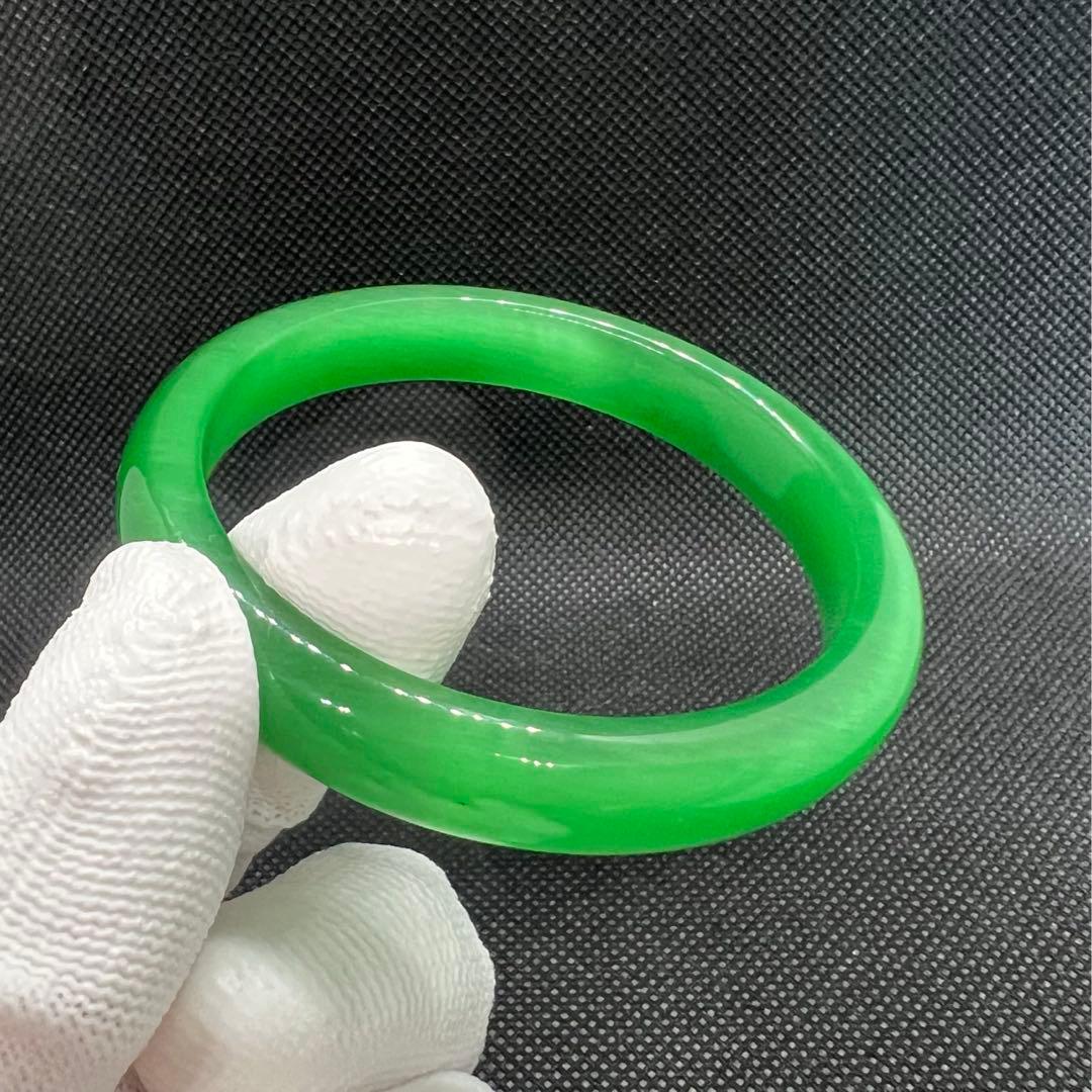 天然高氷種水緑翡翠キャツアイのパワーストーンバングル　番号AB940