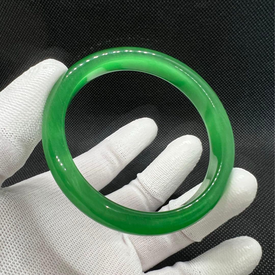 天然高氷種水緑翡翠キャツアイのパワーストーンバングル　番号AB940