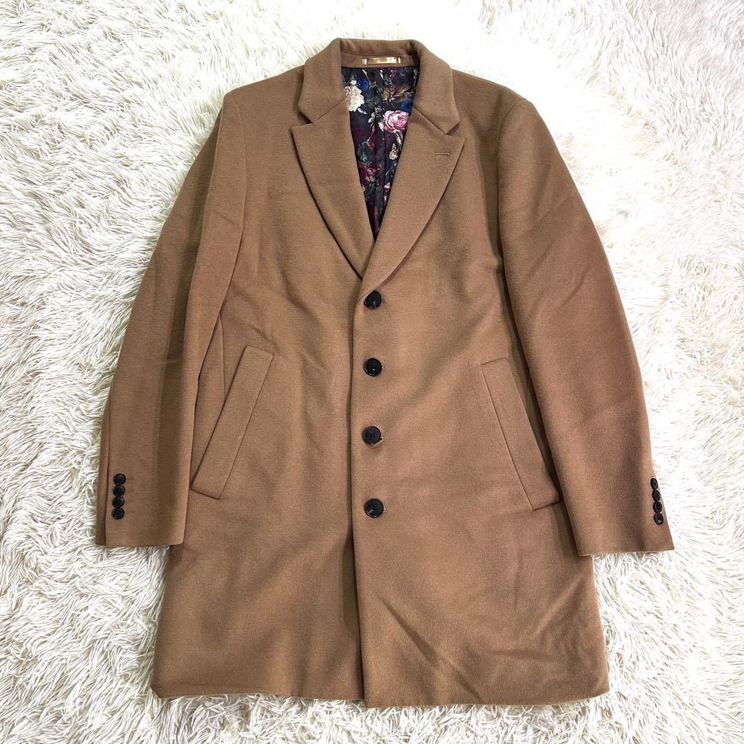 極美品 ポールスミス チェスターコート 薔薇柄 キャメル XL相当