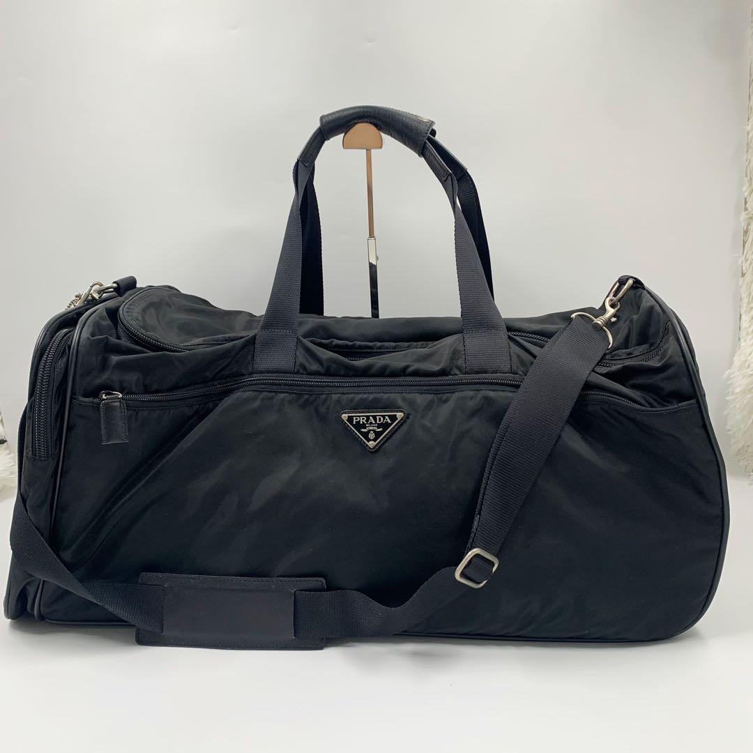 【✨美品✨】プラダ 三角ロゴ ナイロン キャリーバッグ ボストンバッグ ブラック