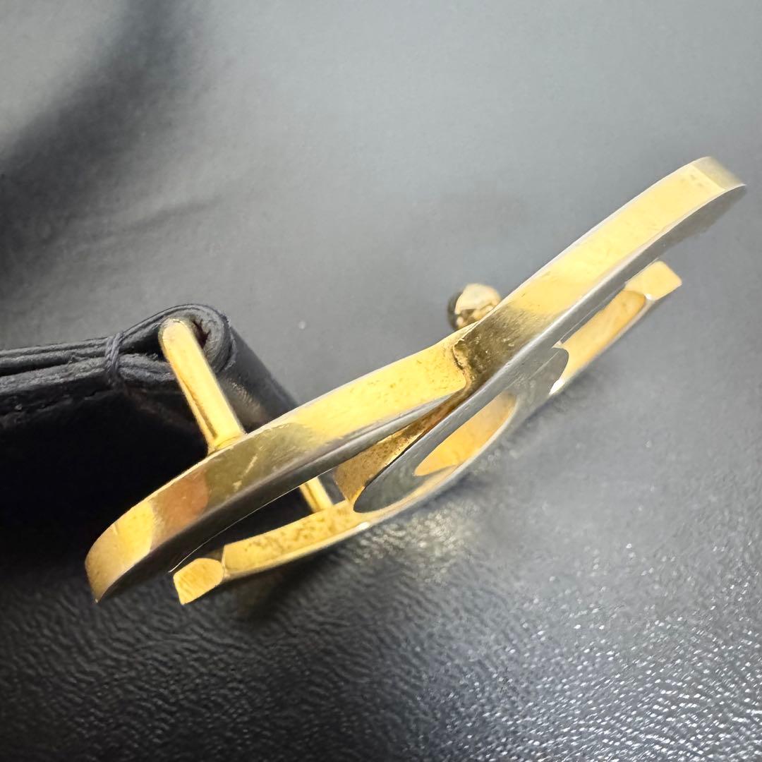 【美品】シャネル CHANEL ベルト レザー ココマーク ダークネイビー 希少