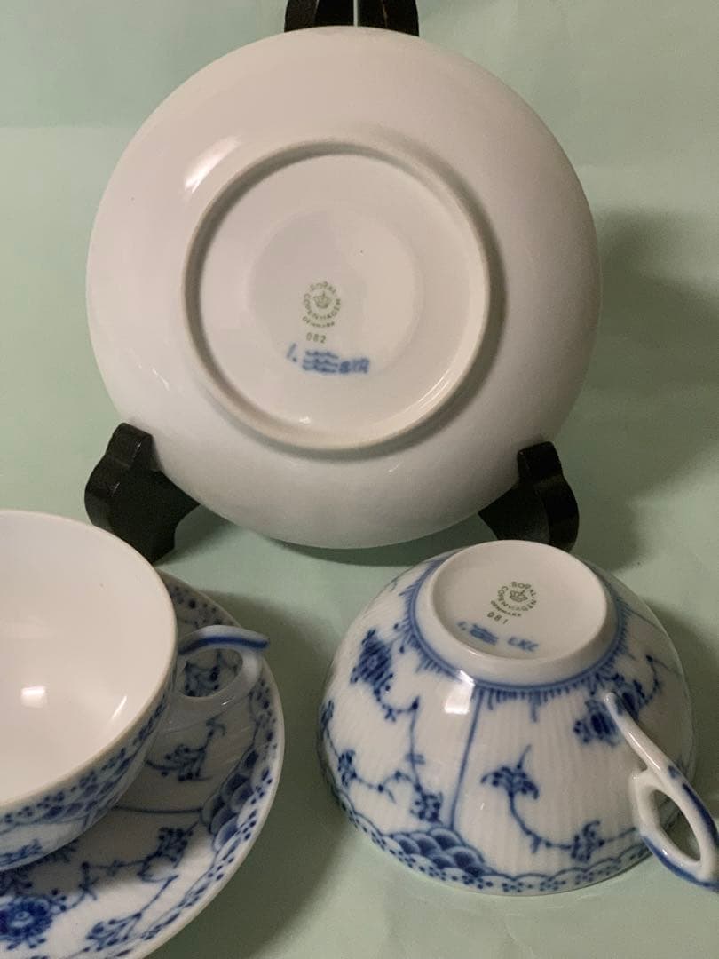 はたこ様専用、ブルーフルーテッドハーフレースシリーズ7点セット