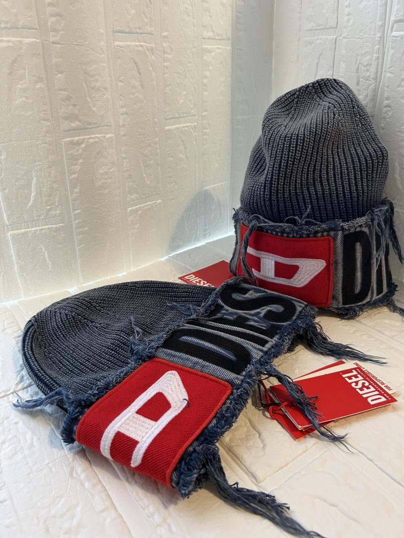DIESEL フリンジ付きニット帽 リブニットキャップ「K-FROK」