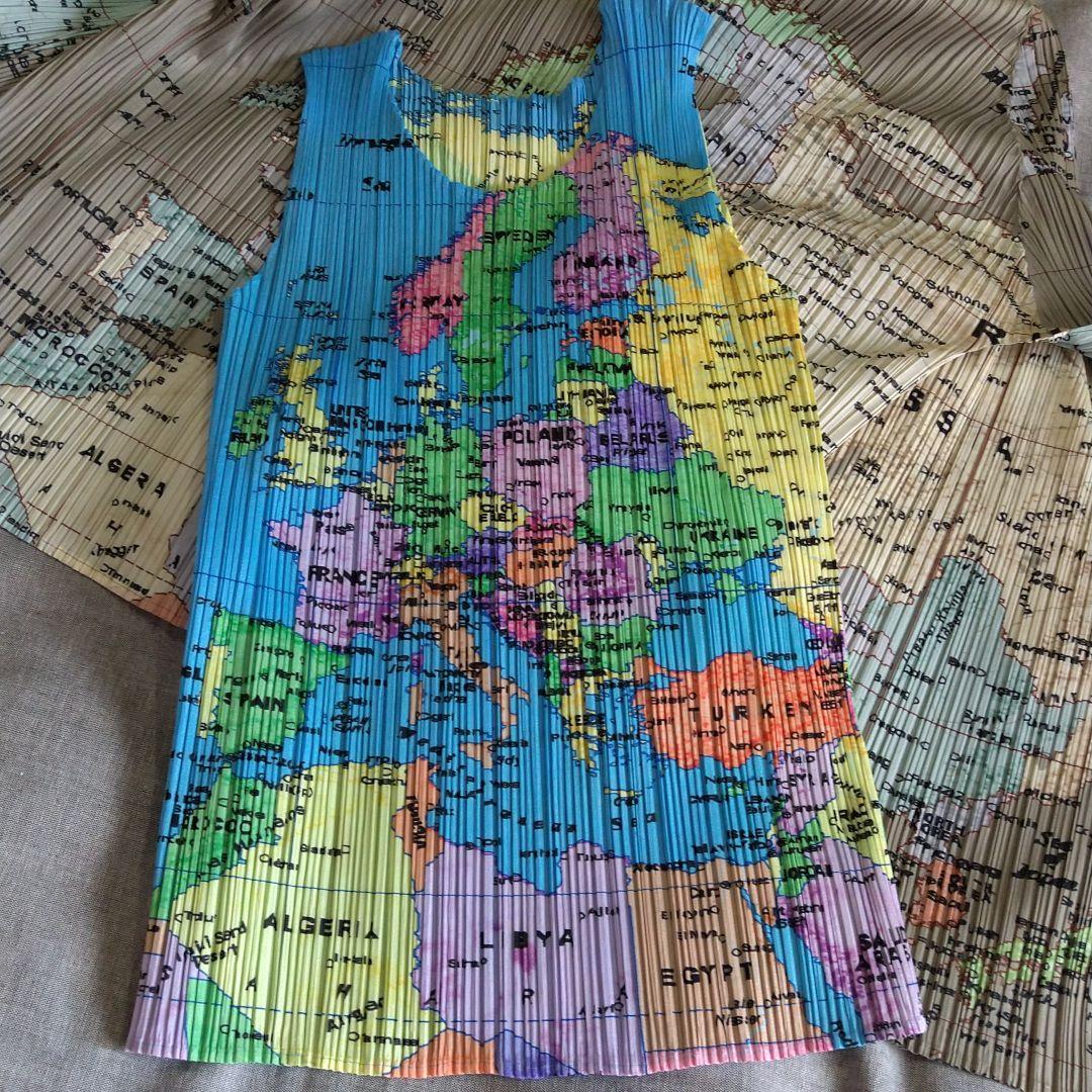 希少プリーツプリーズ イッセイミヤケ世界地図トップス - メルカリ