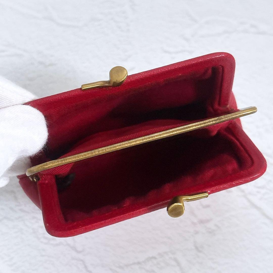 《美品》IL BISONTE レザー がま口 ケース 小銭入れ 赤 保存袋