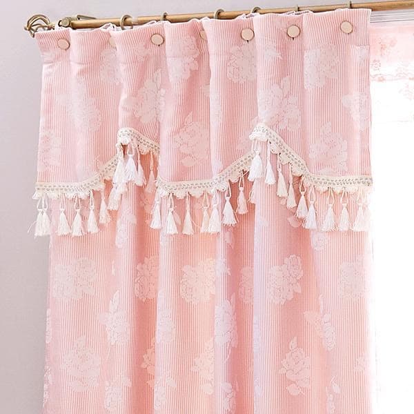 遮光2級《横100×縦135cm ×2枚》ピンク ローズ ドレープカーテン