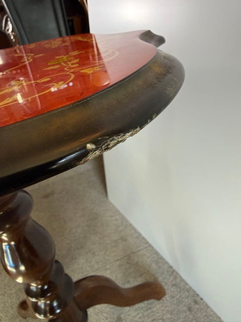 イタリア製 象嵌サイドテーブル 花台 クラシック 木製 輸入家具 当時物