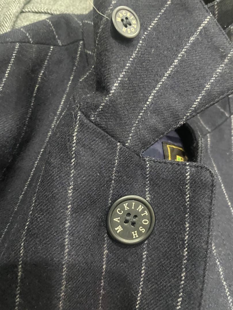 MACKINTOSH ネイビー　ストライプ　ウールコート40