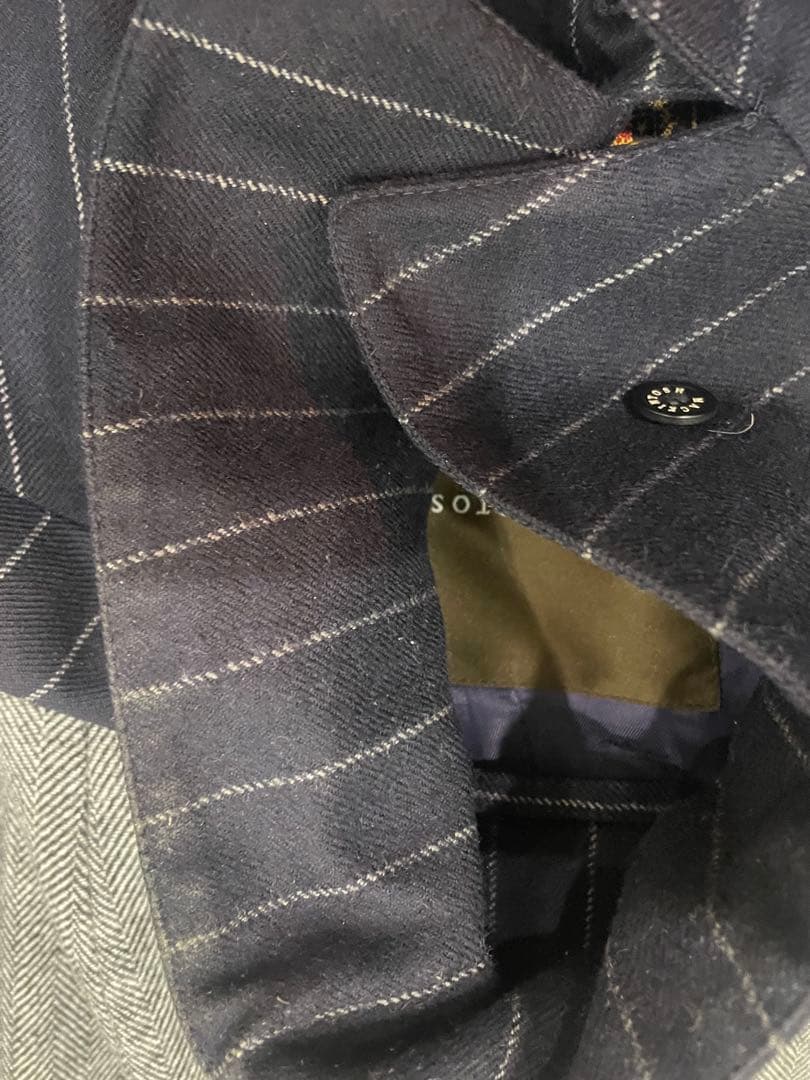 MACKINTOSH ネイビー　ストライプ　ウールコート40