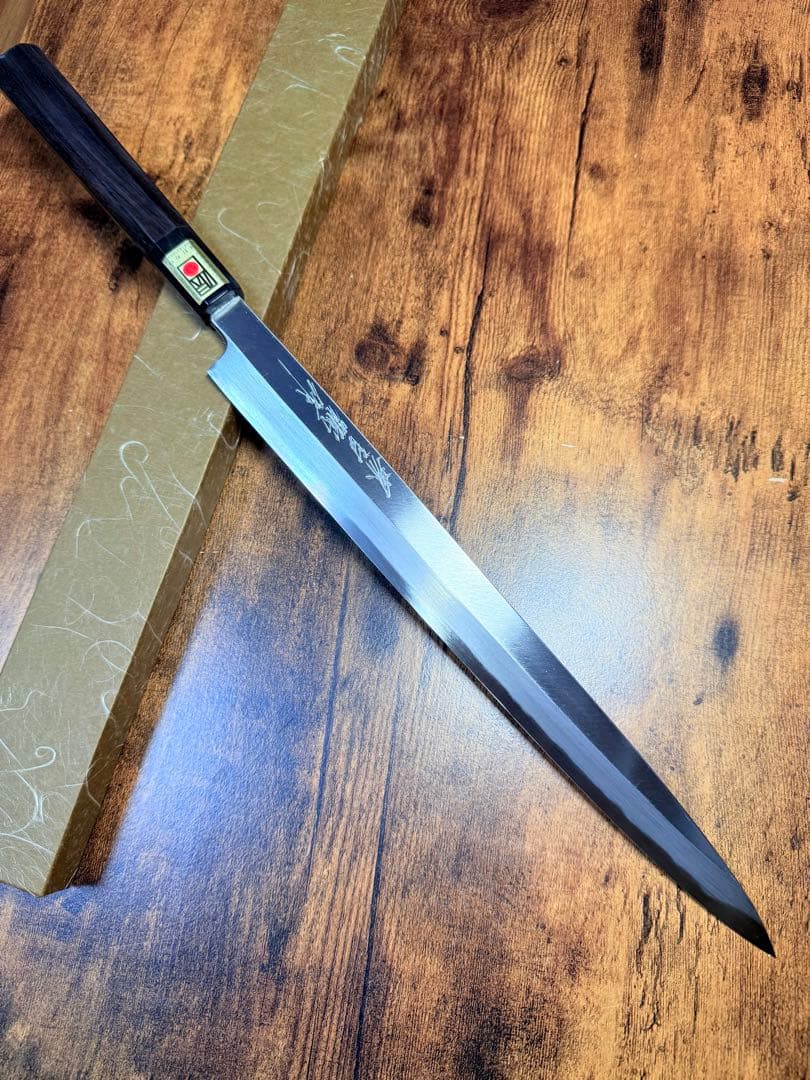 【堺打刃物】フグ引　包丁　青鋼　尺　黒檀水牛八角柄 包丁