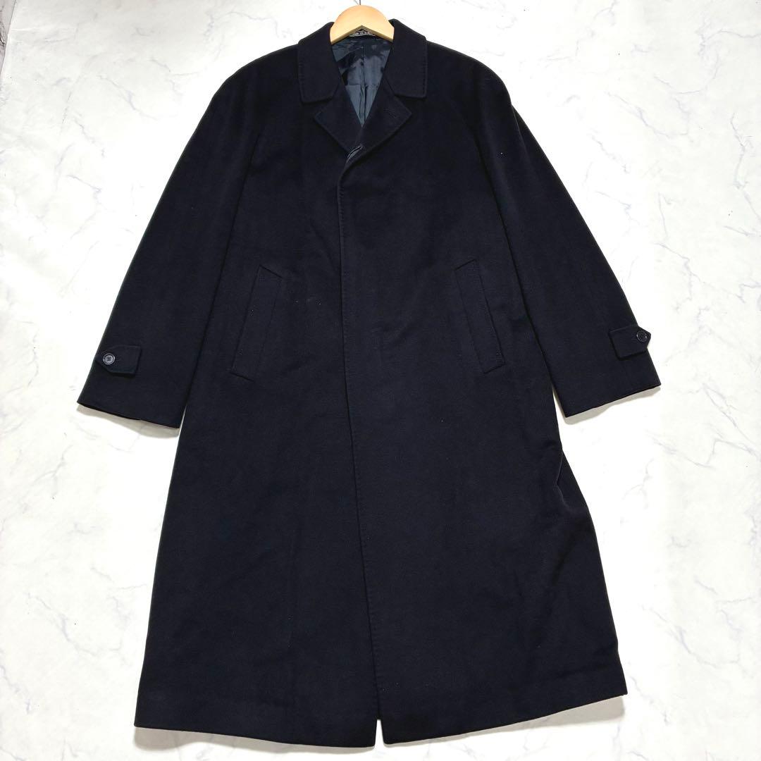 美品✨ピュアカシミヤ100% マキシ丈 ロングコート (52) XL 濃紺