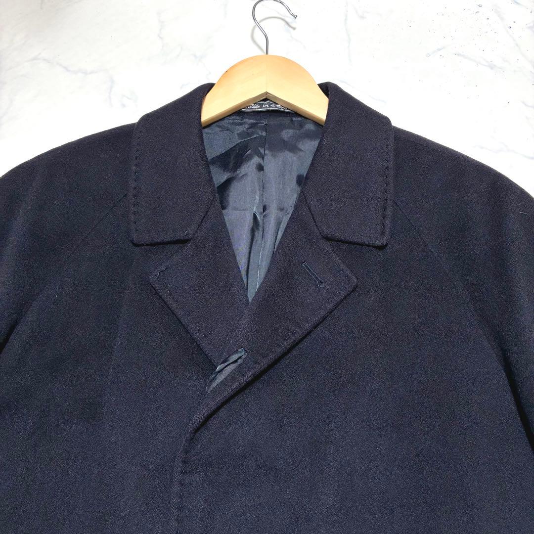 美品✨ピュアカシミヤ100% マキシ丈 ロングコート (52) XL 濃紺