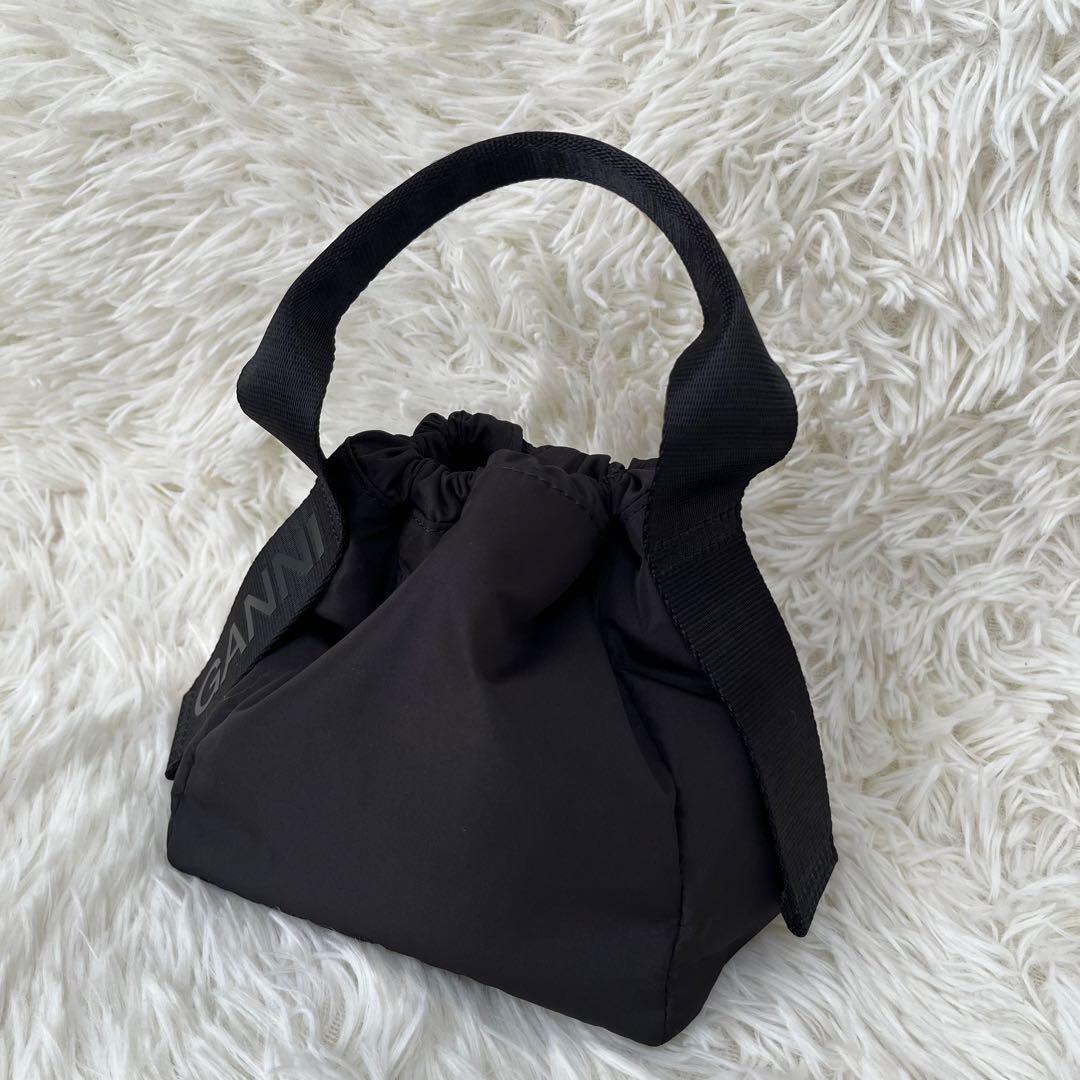 GANNI ガニー リサイクルポリエステル ポーチバッグ ハンドバッグ ブラック