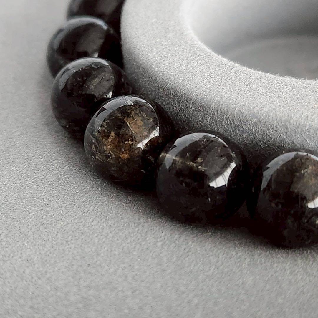 お正月SALE〜☆天然石☆ ブラック ルチルクォーツ　11mm 高品質　鑑別
