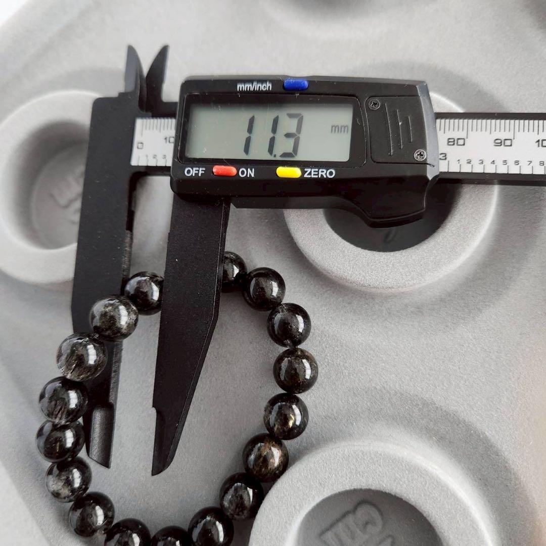 お正月SALE〜☆天然石☆ ブラック ルチルクォーツ　11mm 高品質　鑑別