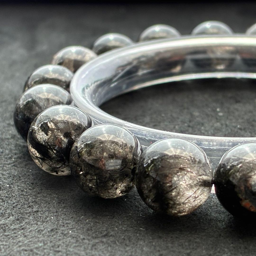 お正月SALE〜☆天然石☆ ブラック ルチルクォーツ　11mm 高品質　鑑別